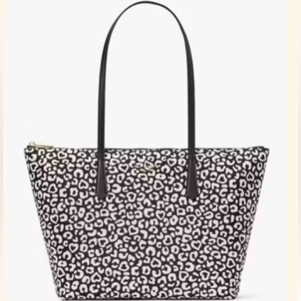Kate Spade Kitt Large Tote in Black & White Leopard